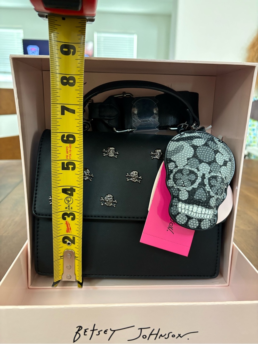 Betsey Johnson Black Satchel with Skull Charm Accents - Picture 6 of 6